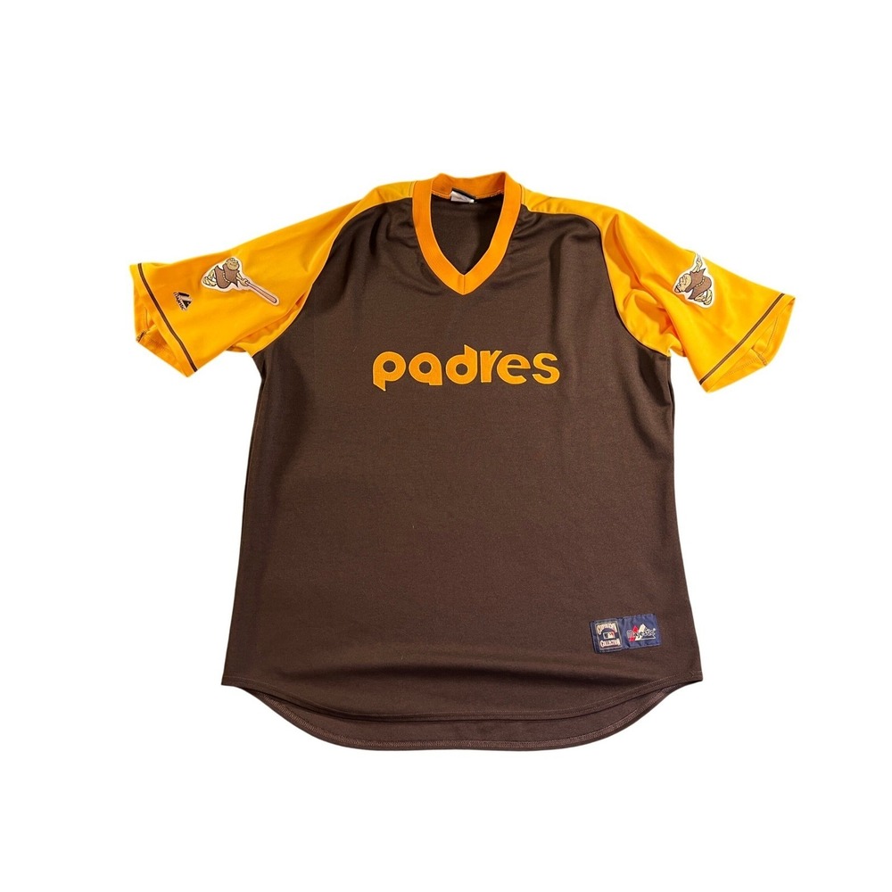 Vintage Majestic San Diego Padres Jersey Mens 2XL Brown Yellow Cooperstown USA